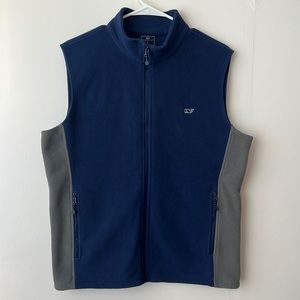 Vineyard Vines Fleece Vest Gray and Blue Size Small